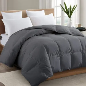 2100 Series King Comforter All Season Breathable Cooling Grey Soft 4D Spiral Fiber, Comforters