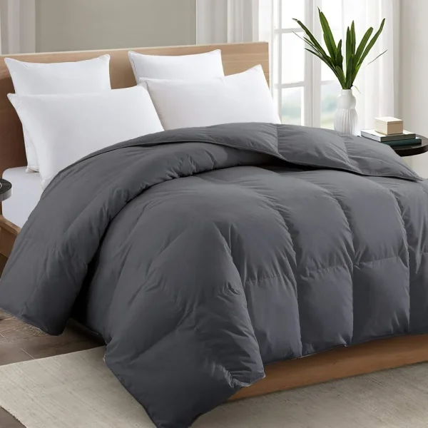 2100 Series King Comforter All Season Breathable Cooling Grey Soft 4D Spiral Fiber, Comforters