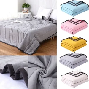 Washed Cotton Summer Cooling Comforter Reversible Lightweight Cooling Blanket Quilt Breathable Soft Autumn Thin Quilt