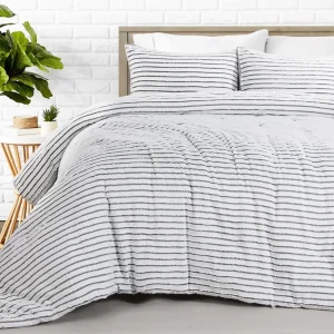 Oversized King Boho Comforter Set 120x120, Black White Tufted Jacquard Geometry Bedding 2 Matching Pillow Cases, Comforters